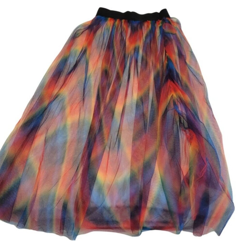 rainbow overlay mesh skirt